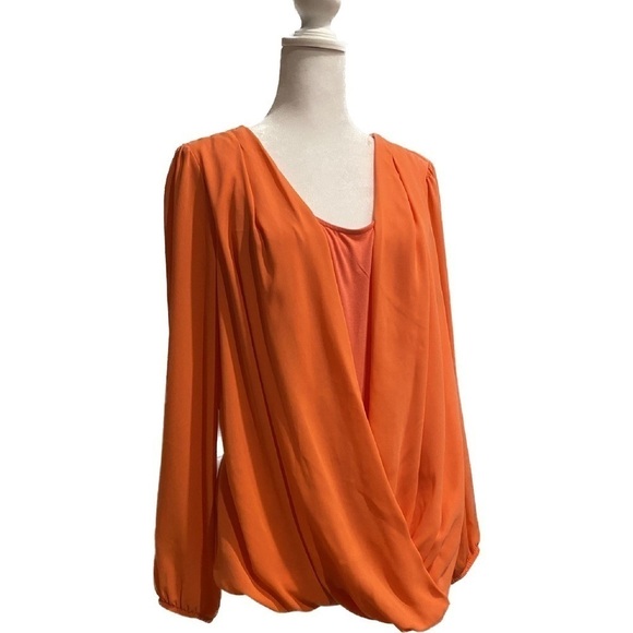 NWT--Thalia Sodi Long Sleeve Orange Blouse Size Large - Picture 6 of 12